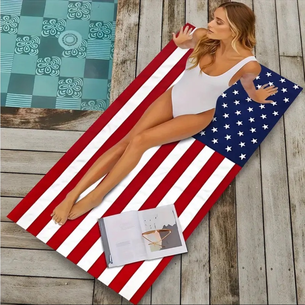 🇺🇸 American Flag Pattern Oversized Beach Towel 4’ 11” 75cm x 150cm